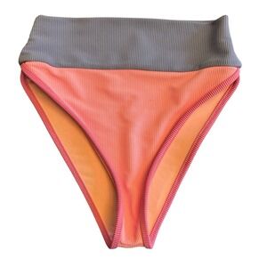 Beach Riot 'Emmy'‎ Ribbed Bikini Bottoms Size S Small Pink & Purple Colorblock
